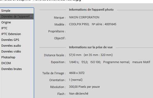 données Exif