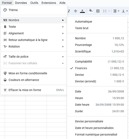 menu nombre de Google Sheets