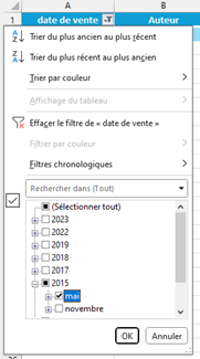 sélection date