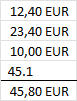 addition avec EUR