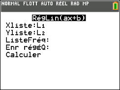 TI-83 : choix régression linéaire
