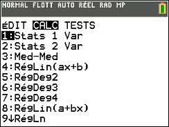 TI-83 : menu de calculs statistiques